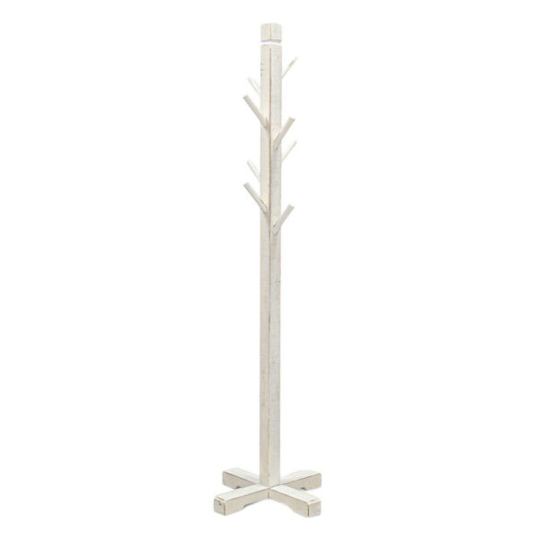 Rena Coat, Hat Rack Stand, 8 Wood Stems, 72 Inch Rustic White Mahogany