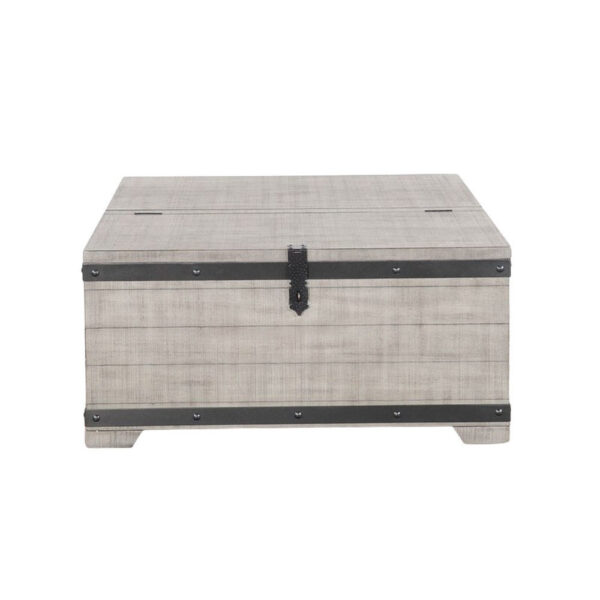 Nelly Square Coffee Table w Casters, Lift Top, Gray Mahogany Wood