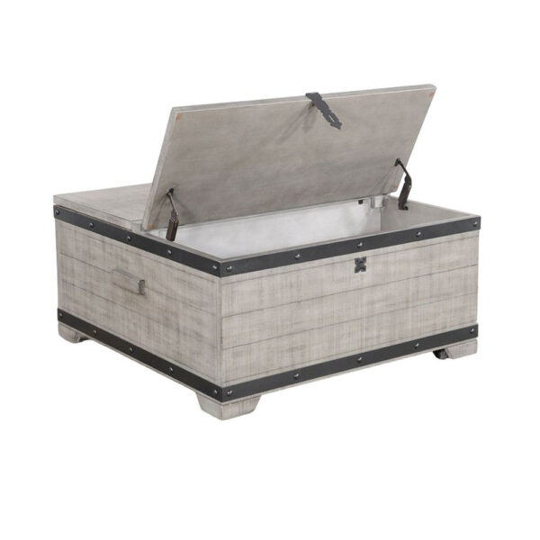 Nelly Square Coffee Table w Casters, Lift Top, Gray Mahogany Wood