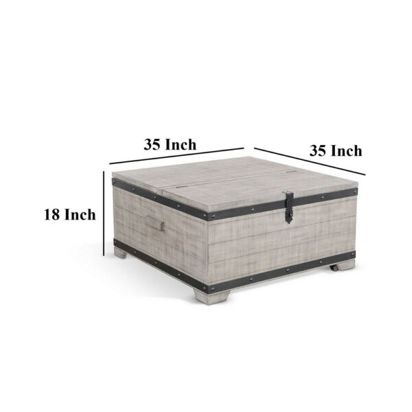 Nelly Square Coffee Table w Casters, Lift Top, Gray Mahogany Wood