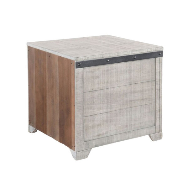 Nelly Side End Table, 1 Drawer and Shelf, 24 Inch Gray Mahogany Wood