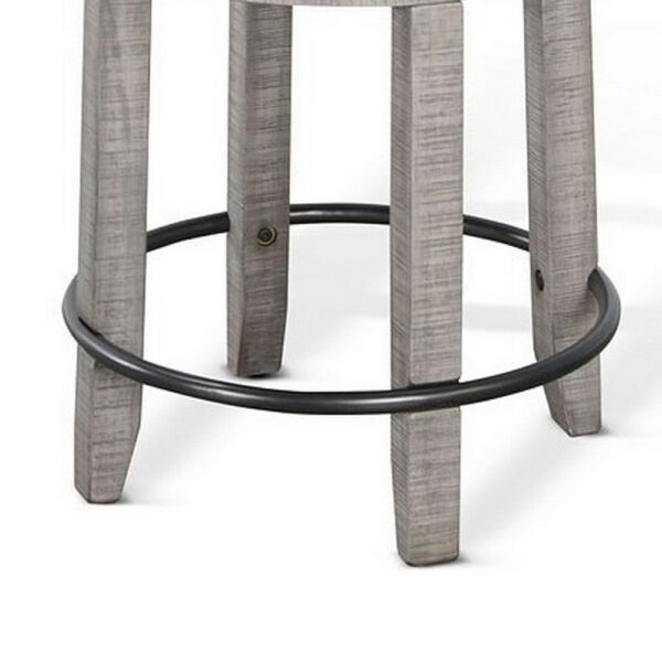 Zeka Swivel Counter Stool Set of 2, Rich Black Faux Leather, Gray