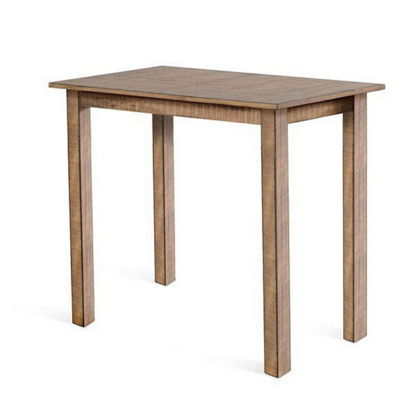 Rena Counter Table, 48 Inch Rectangular Beige Pebble Mahogany Wood