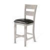 Zeka Barstool Chair Set of 2, Black Faux Leather, Gray Wood Ladderback
