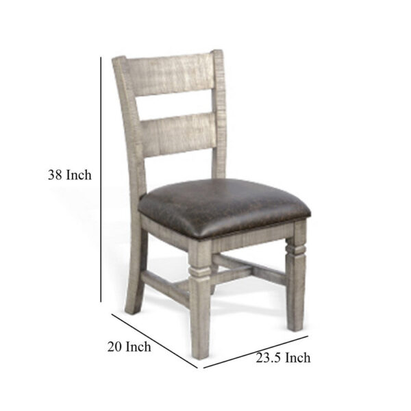 Camie Dining Chair Set of 2, Faux Leather, Brown Mahogany Ladderback