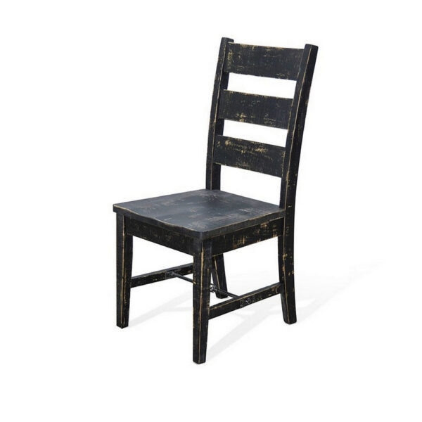Rena Dining Chair Set of 2, Ladderback and Wood Seat, Black Mahogany