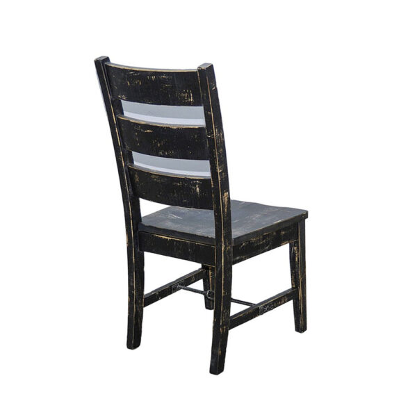 Rena Dining Chair Set of 2, Ladderback and Wood Seat, Black Mahogany