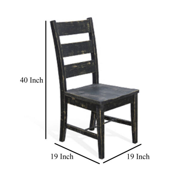 Rena Dining Chair Set of 2, Ladderback and Wood Seat, Black Mahogany