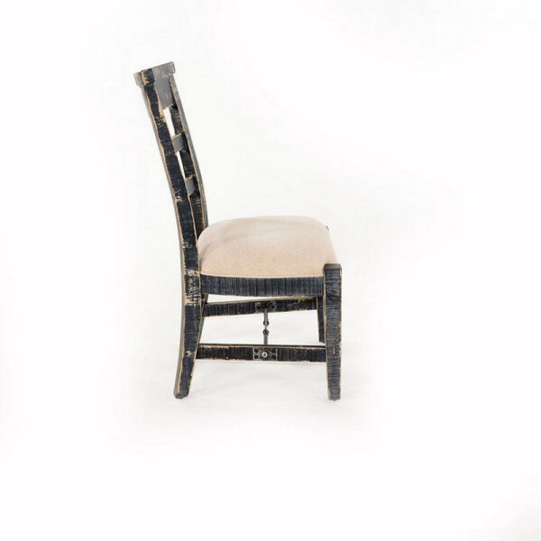 Rena Side Dining Chair Set of 2, Metal Turnbuckle, Black Mahogany Wood