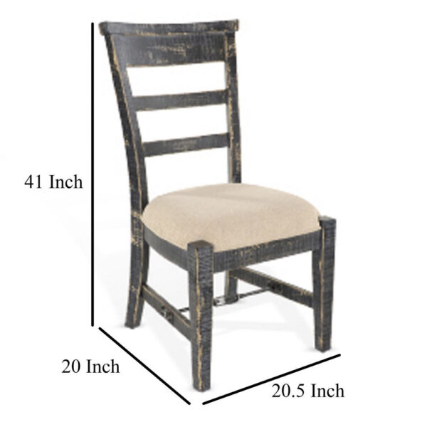 Rena Side Dining Chair Set of 2, Metal Turnbuckle, Black Mahogany Wood