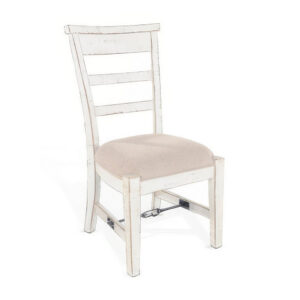 Rena Dining Armchair Set of 2, Metal Turnbuckle, White Mahogany Wood