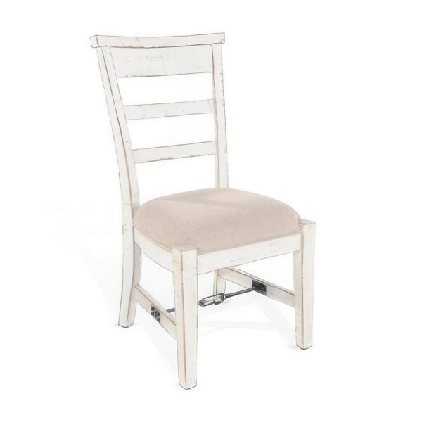 Rena Dining Armchair Set of 2, Metal Turnbuckle, White Mahogany Wood