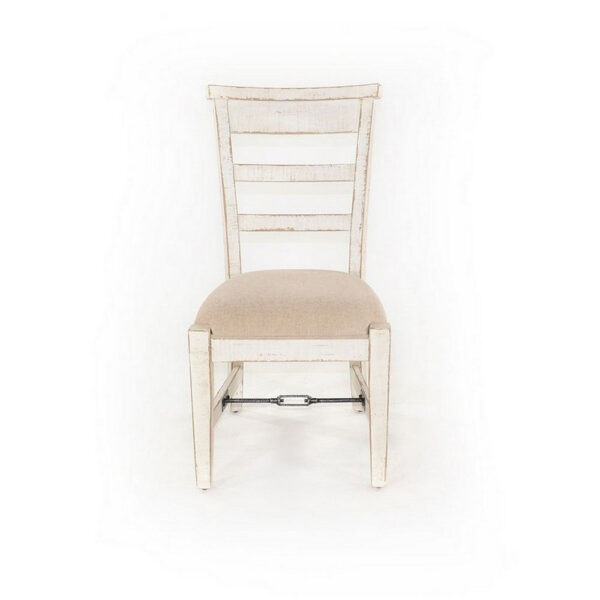 Rena Dining Armchair Set of 2, Metal Turnbuckle, White Mahogany Wood