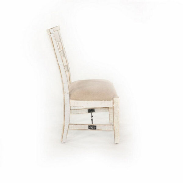 Rena Dining Armchair Set of 2, Metal Turnbuckle, White Mahogany Wood