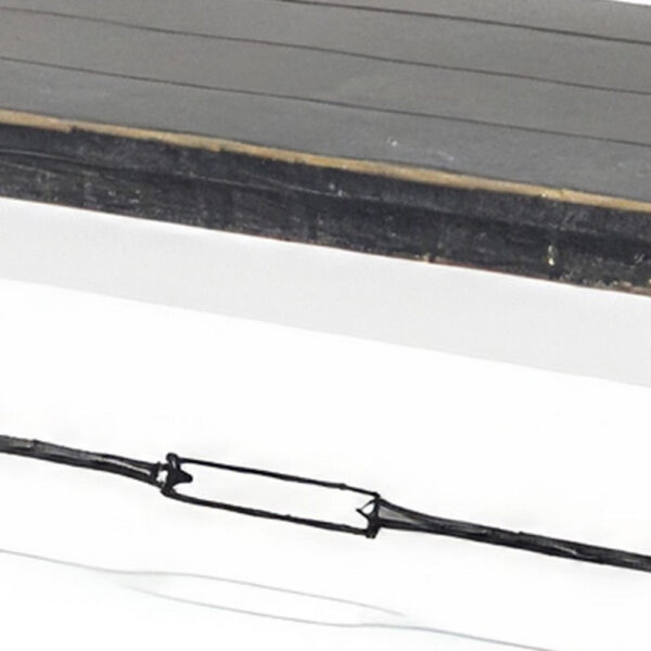 Rena Dining Bench, Turnbuckle Accent, 64 Inch Black Mahogany Wood