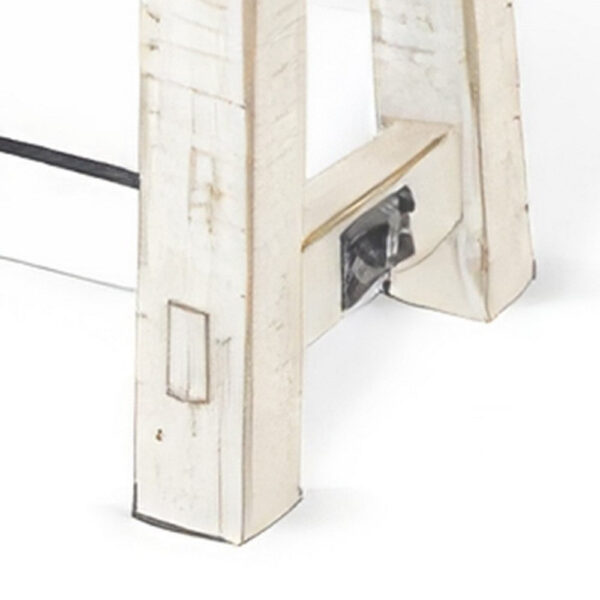 Rena Dining Bench, Turnbuckle Accent, 64 Inch White Mahogany Wood