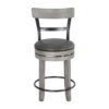 Zeka Swivel Counter Stool Chair Set of 2, Faux Leather, Gray Mahogany