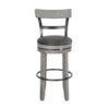 Zeka Swivel Barstool Chair Set of 2, Faux Leather, Gray Mahogany Wood