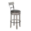 Zeka Swivel Barstool Chair Set of 2, Faux Leather, Gray Mahogany Wood