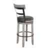 Zeka Swivel Barstool Chair Set of 2, Faux Leather, Gray Mahogany Wood