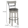 Zeka Swivel Barstool Chair Set of 2, Faux Leather, Gray Mahogany Wood