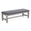 150220266991f7822f0e2.jpeg Camie Dining Bench, 56 Inch Faux Leather Seat, Gray Mahogany Wood