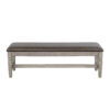 150220266991f783e1287.jpeg Camie Dining Bench, 56 Inch Faux Leather Seat, Gray Mahogany Wood