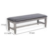 150220266991f788018ea.jpeg Camie Dining Bench, 56 Inch Faux Leather Seat, Gray Mahogany Wood
