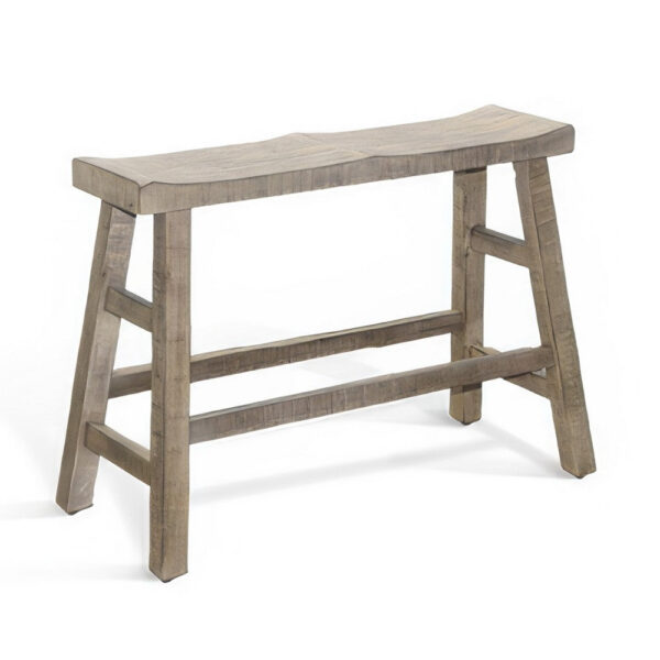 Rena Counter Height Bench, 33 Inch Light Brown Mahogany Wood Frame