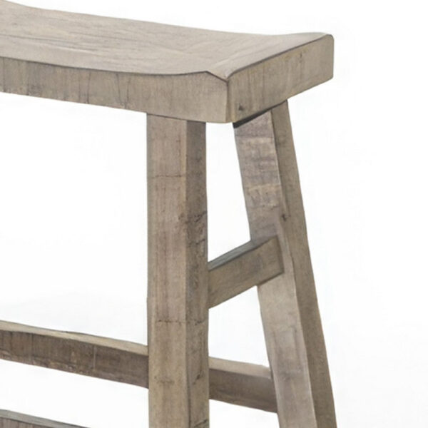 Rena Counter Height Bench, 33 Inch Light Brown Mahogany Wood Frame