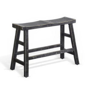 Rena Counter Height Bench, 33 Inch Rustic Black Mahogany Wood Frame