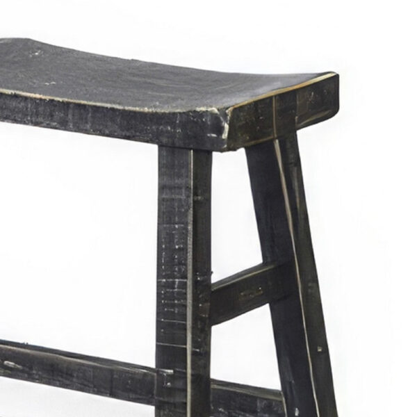 150220266991f7977bfc5.jpeg Rena Counter Height Bench, 33 Inch Rustic Black Mahogany Wood Frame