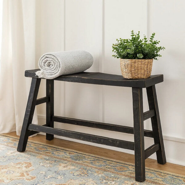 150220266991f79c74892.jpeg Rena Counter Height Bench, 33 Inch Rustic Black Mahogany Wood Frame