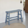 Rena Counter Height Bench | Trestle Legs with Footrests | 33" Wide Ocean Blue Mahogany Wood Frame