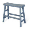 Rena Bar Height Bench | Trestle Legs with Footrests | 33" Wide Rustic Ocean Blue Mahogany Wood