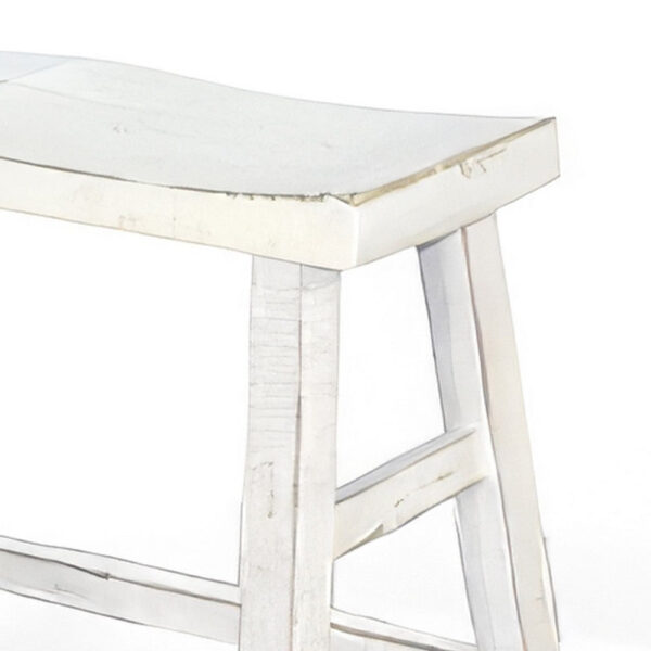 Rena Bar Height Bench | Trestle Legs with Footrests | 33" Wide Rustic White Sand Mahogany Wood