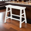 Rena Bar Height Bench | Trestle Legs with Footrests | 33" Wide Rustic White Sand Mahogany Wood