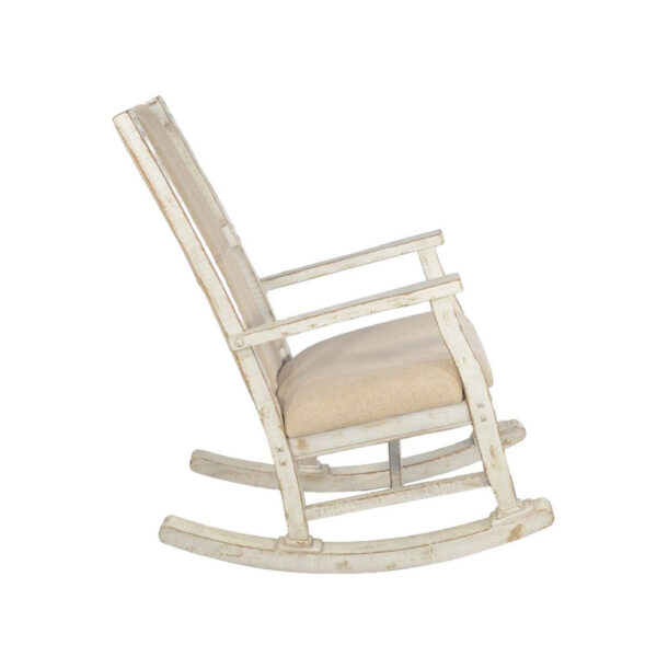 150220266991f7fa3d431.jpeg Rena Rocking Chair, Cushion Seat and Back, White Mahogany Mindy Wood