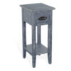 150220266991f80d8487b.jpeg Rena Chairside Table with Drawer and Shelf, 14 Inch Blue Mahogany Wood