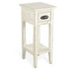 150220266991f8232b4af.jpeg Rena Chairside Table, Drawer and Shelf, 14 Inch White Mahogany Wood