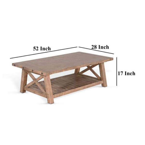 150220266991f832de352.jpeg Anva Coffee Table, Light Brown Mahogany, Shelf, Rectangular 52 Inch