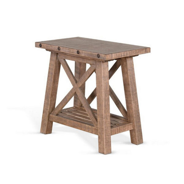 Anva Accent Chairside Table, Light Brown Mahogany, Rectangular 28 Inch