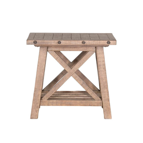 Anva Accent Chairside Table, Light Brown Mahogany, Rectangular 28 Inch