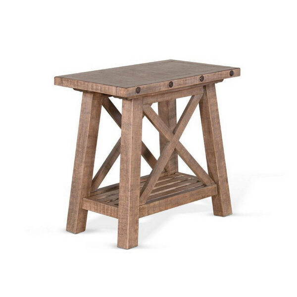 Anva Accent Chairside Table, Light Brown Mahogany, Rectangular 28 Inch