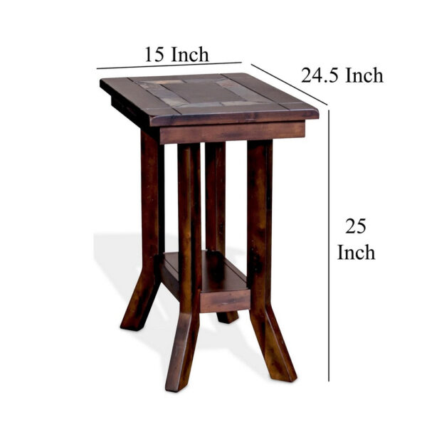 Odel Accent Chairside Table, Dark Brown Mahogany, Rectangular 25 Inch