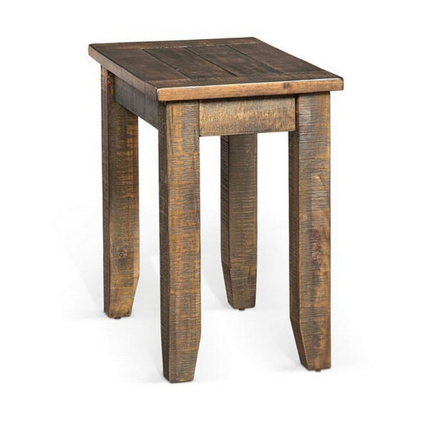 Flint Chairside End Table, 22 Inch Rectangular Dark Brown Mahogany