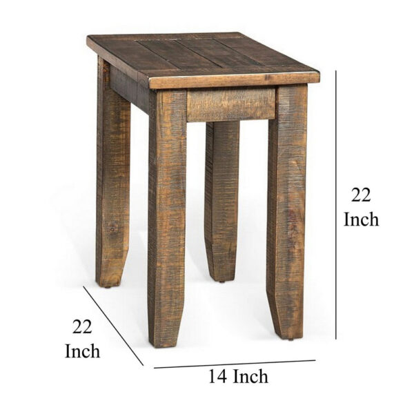 Flint Chairside End Table, 22 Inch Rectangular Dark Brown Mahogany