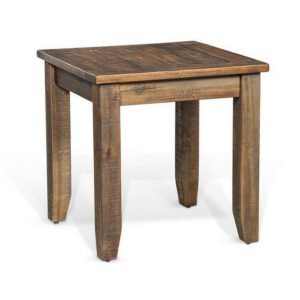 Flint Side End Table, Dark Brown Mahogany Wood Frame, 22 Inch Square