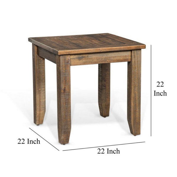 Flint Side End Table, Dark Brown Mahogany Wood Frame, 22 Inch Square