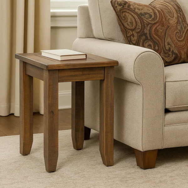 Flint Side End Table, Dark Brown Mahogany Wood Frame, 22 Inch Square